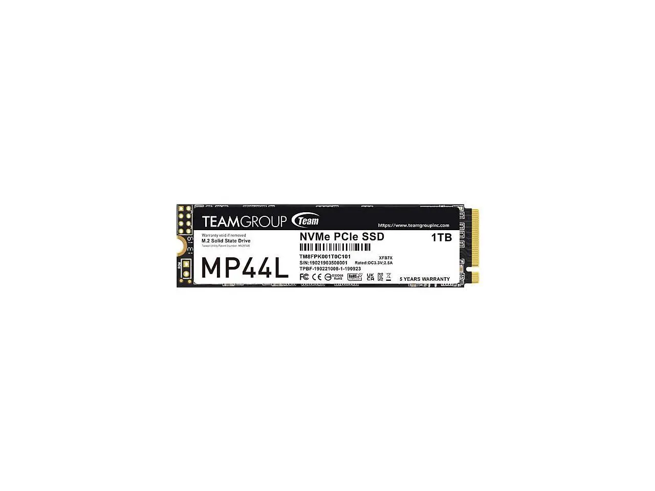 Team Group MP44L M.2 2280 1TB PCIe 4.0 x4 with NVMe 1.4 TLC Internal Solid State Drive (SSD) TM8FPK001T0C101