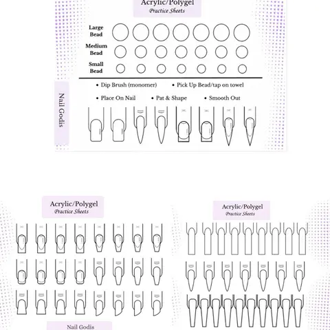 3 Pack Nail Practice Sheet | Acrylic & Nail Art Sheet High Gloss