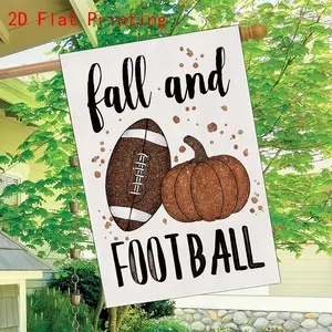 2D Flat Garden Flag Fall and Football, Double the Fun Party Outdoor Indoor Home Decoration, Suitable for home, garden, patio, porch ,Holiday，Festival Party Decorations  Garden Flag