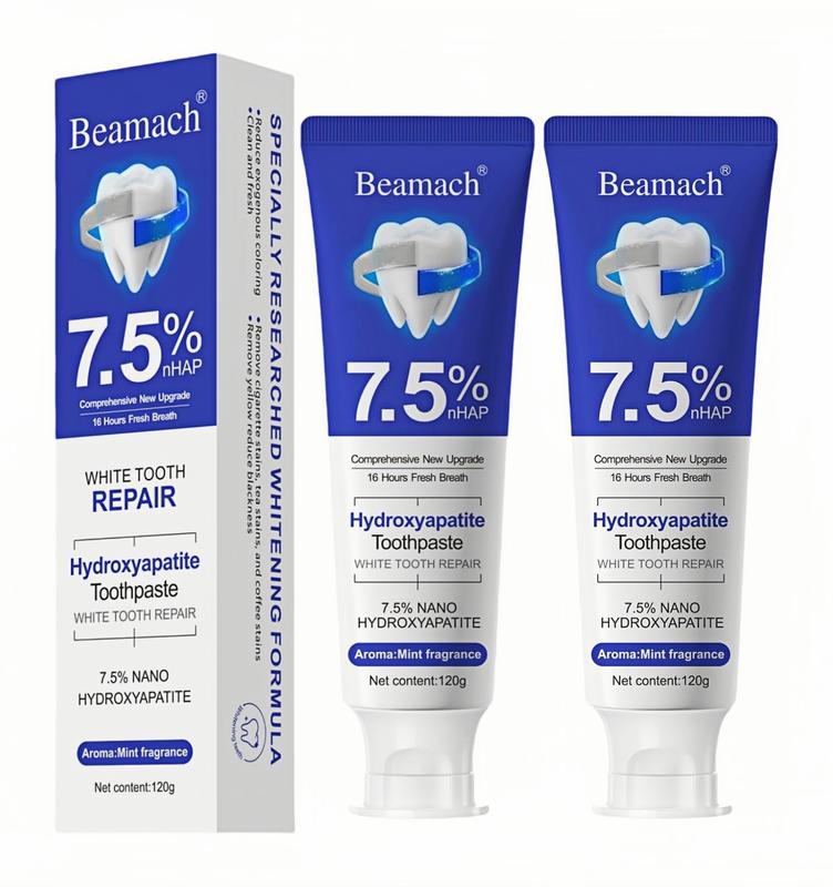 Beamach 7.5% Hydroxyapatite Toothpaste | Enamel Repair, Teeth Whitening, Gum Care, Fluoride-Free Gentle on Sensitive Teeth, Fresh Mint Flavor, 4.23 oz