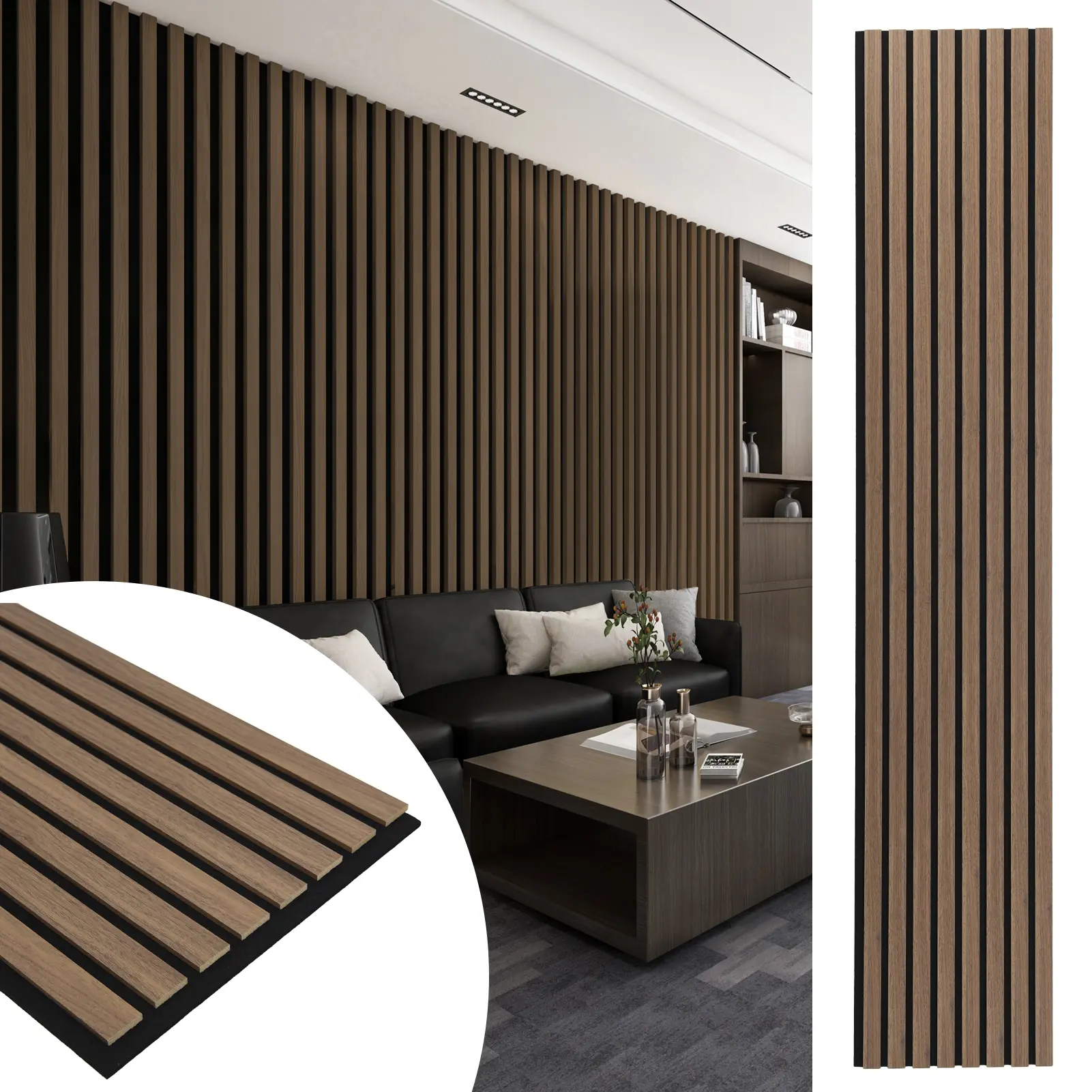 Art3d 4-Pack Heavy-Duty 3D Wood Slat Acoustic MDF Wall Paneling, 12" x 93", 31 Sq.Ft. Coverage, Decorative DIY Panels for Full Wall Decor, Decorative Wall Panels