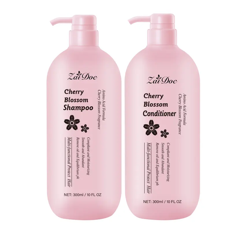 Adult 300ml Scented Sakura Cherry Shampoo & Conditioner Bundle Set - Alcohol-Free Hair Care Products, Frizz Control, Detangling for Vibrant Hair
