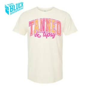 Tanned and Tipsy The Block Funny Summer Soft Style Tee Shirt Crewneck Classic