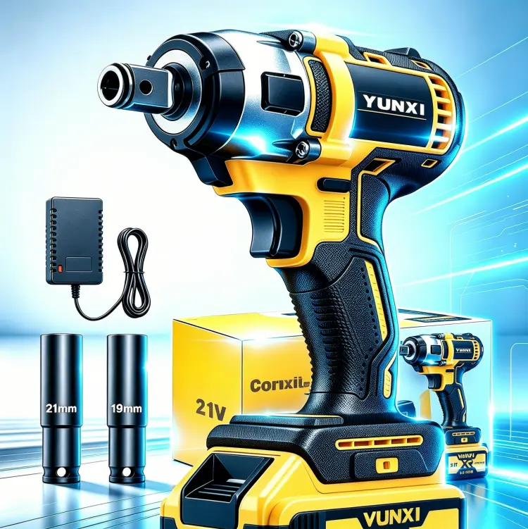 YUNXI 21V Brushless Cordless Impact Wrench, High Torque Electric Wrench for Car Repair, Construction & Home Lug Nut Tasks