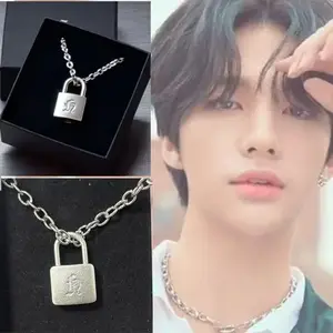Smooth Matte Finish Metal Lock Necklace Same As Huang Xuanchen's Style New Punk Necklace Men Women Jewelry Couple Fans Collect