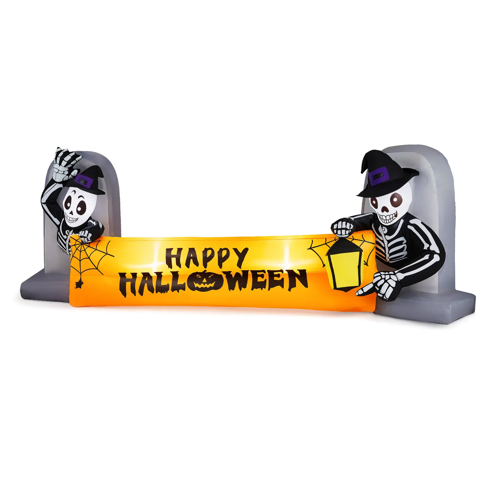 Ubesgoo 9.6FT Large Halloween Inflatable Decorations Skeleton Tombstone Banner, Outdoor Decorations Blow Up Yard Decor with Built-in LEDs for Halloween Holiday Party Outdoor Garden Yard Lawn Decor