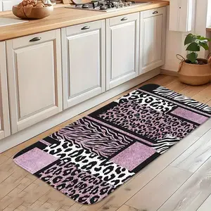 Leopard Print Flannel Rug, Soft Comfortable Skin-Friendly Material, High-Quality Absorbent Warm Floor Mat for Kitchen Use