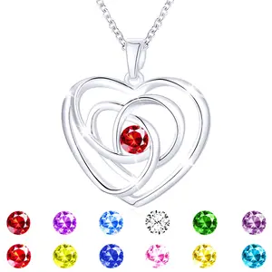 S925 Sterling Silver Plated Love Heart Necklaces for Women Girls CZ January Birthstone Necklace with Red Garnet Birthday Graduation Jewelry Gifts Teen Her Mom Wife Adults Kids Ideas