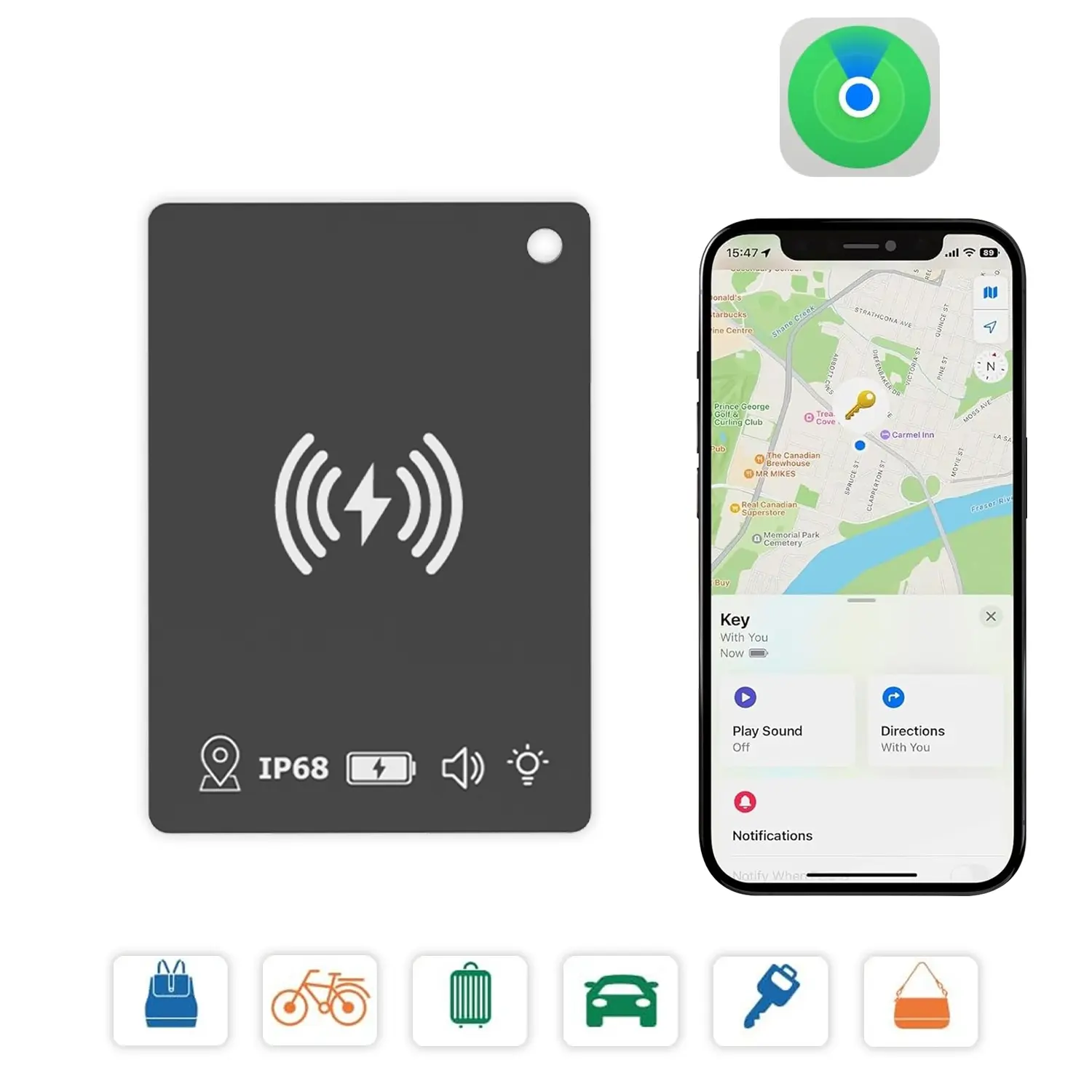 Global Wallet & Passport Tracker, Thin Tracker Card Compatible with iOS, Waterproof Lost Item Tracker, Travel Safety Device, Ultimate Daily Use Tag, Wireless Positioning Tracker, Wallet GPS Tracker, Anti Lost Wireless, Waterproof Tracking