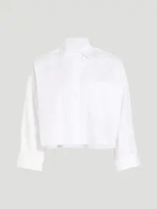Next Ex Cotton Cropped Shirt in White
