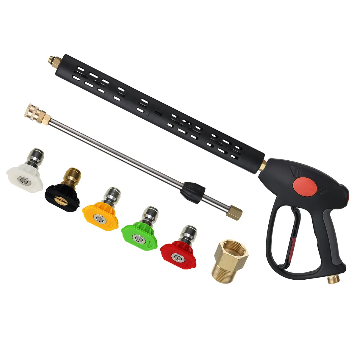 M Mingle Replacement Handheld Pressure Washer Water Spray Tool, Car Wash Jet, 40-Inch Power Washer Extension Wand, M22 15mm/M22 14mm Fittings, 5 Nozzle Tips, 4000 PSI Car Detailing Accessory, Power Washer Lance【DealsForYouDays】