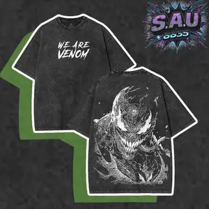 Dark Core VENOM T-Shirt | Soft Cotton Feel, Unisex Tee with Unique Symbiote Design for Street Look Fans Collar Fabric K2M