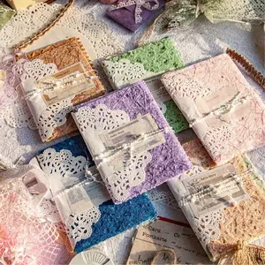Mixed Material Paper Pack, 16pcs/pack Vintage Lace Material Paper, DIY Scrapbooking & Journal Making Supplies for Home School Office