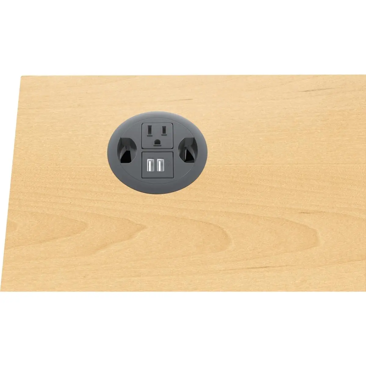 Hon HONHGRMTUSB2 3 in. Round Surface Mount Wall Socket Power Grommet with 2-Port USB & 1 3-Prong AC Outlet, Black, 6' Cord, Cable Management Solution for Worksurfaces