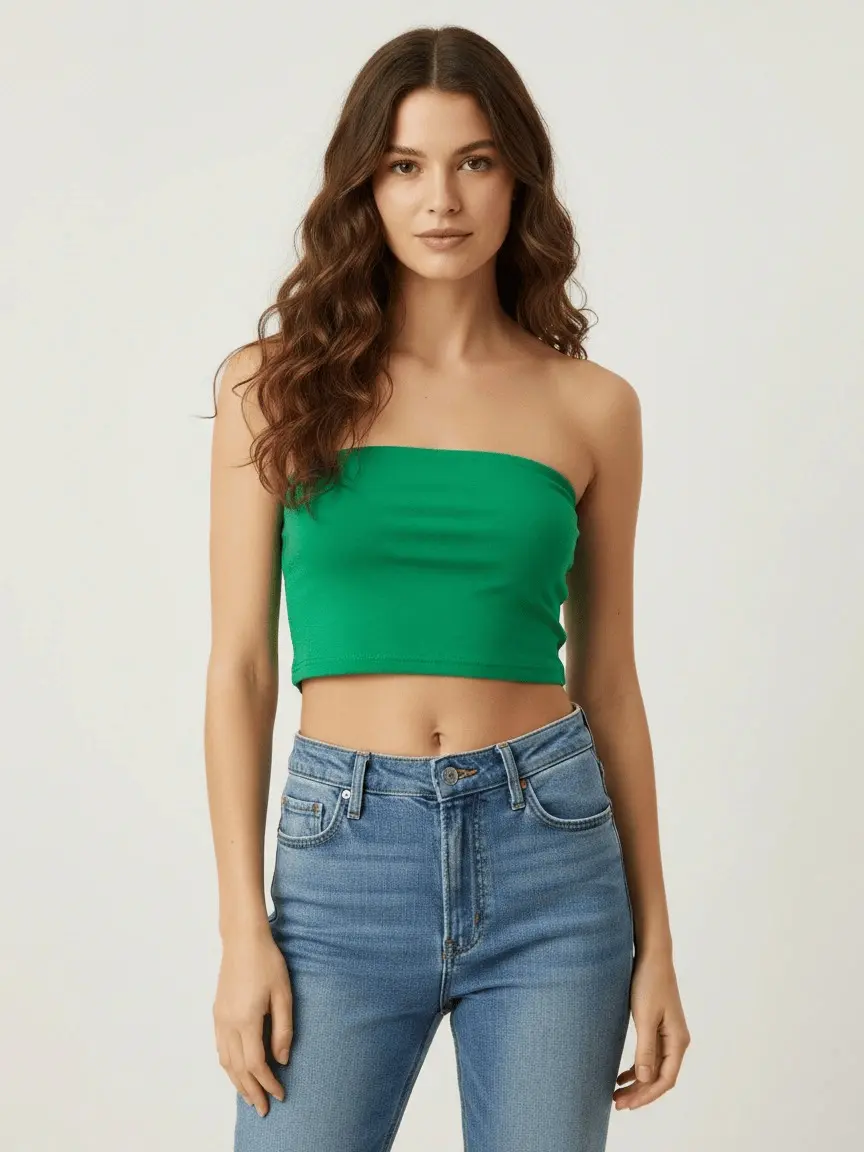 Structured Knit Tube Top for Women - Comfortable Strapless & Sleeveless Bandeau with a Stay-Put Fit for Nights Out, Minimalist, Pieces, Sheer, Basic, Polyamide, Elastane, Slim Strapless Fit, Snug, Stay-Put Grip, No Boning, Slight Stretch, Comfortable Stru