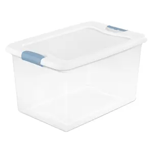 Sterilite Clear Plastic Stackable Storage Bin w/ White Latch Lid
