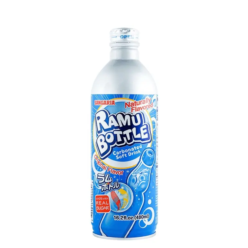 Sangaria Ramu Bottle Original Flavor Soda 16.2 fl oz Japanese Bottle Drink Naturally Flavored Carbonated Soft Drink