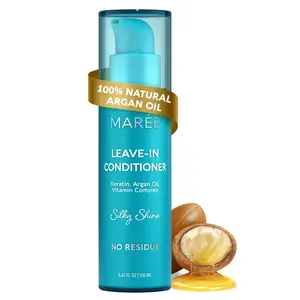 Leave-In Hair Conditioner MAREE 5.07 FL OZ - Ultra-Light Formula with Keratin & Argan Oil for Dry Damaged & Wavy Hair - Silky Shine No Residue Cleanser