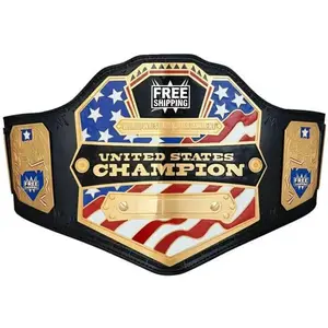 United States Plate Adult Championship Title Belt Replica - 2mm Leather Straps  - Fan Gift World Wrestling