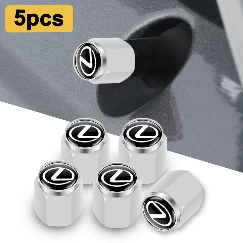 5pcs Aluminum Alloy Car Wheel Tire Valve Cap, Air Tyre Stem Cover for Lexus Rx Gx460 Gx Is250 Rx400h Ux250h Rx350 Lx570 Lx600 Lx470 Gx470 Is250 Ct200h Es300h Auto Parts, Automotive Car Accessories