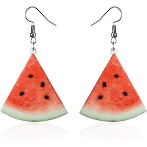 Trendy Statement Creative Funny Lifelike Fruits Orange Tomato Watermelon earrings Acrylic Earrings for Women