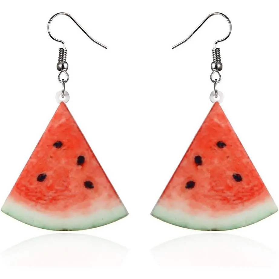 Women's Acrylic Earrings, Trendy Statement Creative Funny Lifelike Fruit Earrings (Orange, Tomato, Watermelon Designs) with Acrylic Material