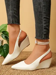 Women's French style elegant hollow heel high heels, new summer pointed toe pumps, OL work shoes, etiquette professional shoes