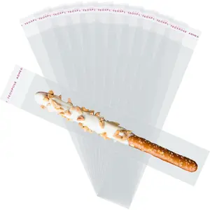 Self Sealing Cellophane Bags - 2x10 Inches 100 count Clear Individual Pretzel Rod Bags for Packaging ICY Candy  Popsicle Cookies and Favors