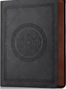 Leather Vintage Journal Notebook - 300 Pages, Softcover, Organized Layout, Ideal for Women & Men, 5.7'' x 8.3'' Black