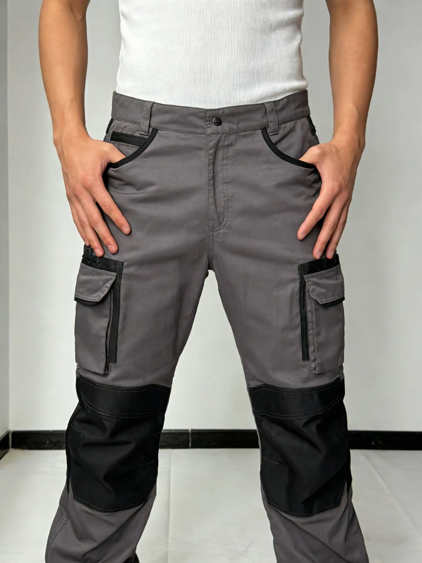 Men's Heavy-Duty Wear-Resistant Tactical Work Pants, Spring Breathable Multi-Pocket Cargo Pocket Design All Seasons Outdoor Labor Pants, Construction Worker Pants, Plain, Breathable Workwear, Trousers