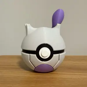 #0150 Mewtwo Ball - Made to Order, 3D Printed Pokeball Figure, High-Quality PLA