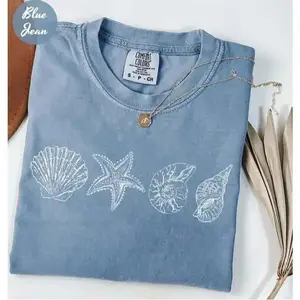 Comfort Colors Coastal Seashell T-Shirt, Cute Beach Summer Tee for Women, Ocean Lover Graphic Shirt, Relaxed Cotton Casual Top, Vacation Outfit Idea, Gift for Sea Lovers - ShamCren