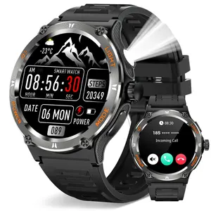 Smart Watches for Men with LED Flashlight Multifunctional Sports Smart Watch with Wireless Call 500mAh Large Battery 1.53” HD Screen Smartwatch Gifts for Men Christmas Gifts Devices Wearable Wristwatch
