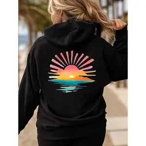 Women's Summer Beach Hoodie with Palm Tree Graphic Long Sleeve Hooded Vacation Tropical Holiday Gift Soft Cotton Blend Casual Streetwear Womenswear Sweatshirts Tops hoodies women sweatshirts winter outfits comfort hoodies graphic hoodie