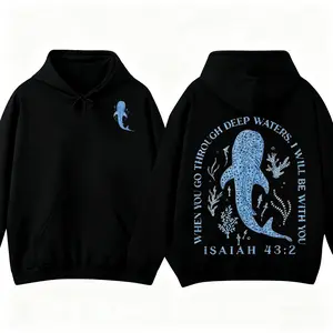 Whale Shark Pattern Hoodie Unisex Beach Style Sweatshirt Trendy Fashion Style Suitable for Fans Fashionable Comfortable Wear Holiday Gift, Birthday Gift, Fashionable Comfortable, Unisex hoodies  women