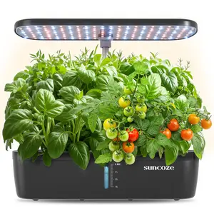 SUNCOZE Hydroponics Growing System Kit 12 Pods, Indoor herb Garden with 20W LED Grow Light, Visible Water Tank with Pump, 2.2"-12.4" Adjustable Height Indoor Gardening System, Gardening Gifts