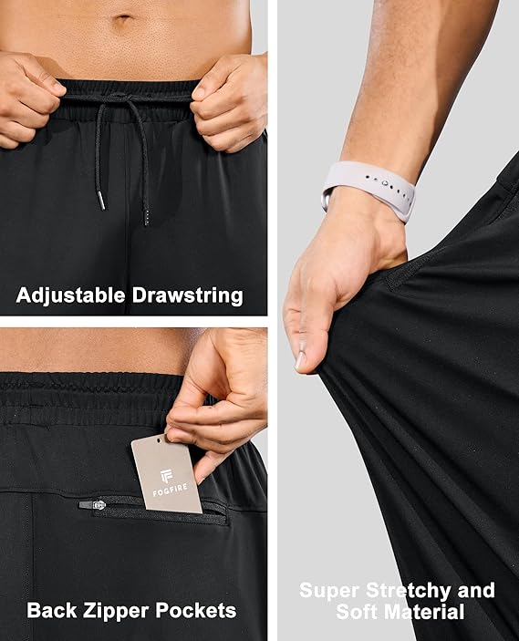 【Live Exclusive Only】Men's Super stretchy Jogger pants with Zipper Pockets, Athletic Joggers Pants for Running, Workout, Outdoor Sporty Breathable Outfits