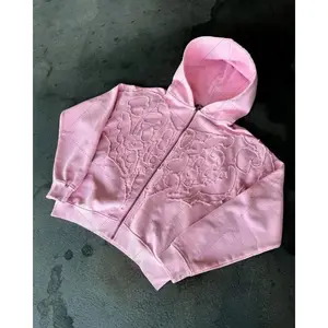American Y2K Harajuku Retro Gothic Punk Embroidered Zipper Hoodie Jacket Men Trend Casual Oversized Sweatshirt Women Street wear.Aa