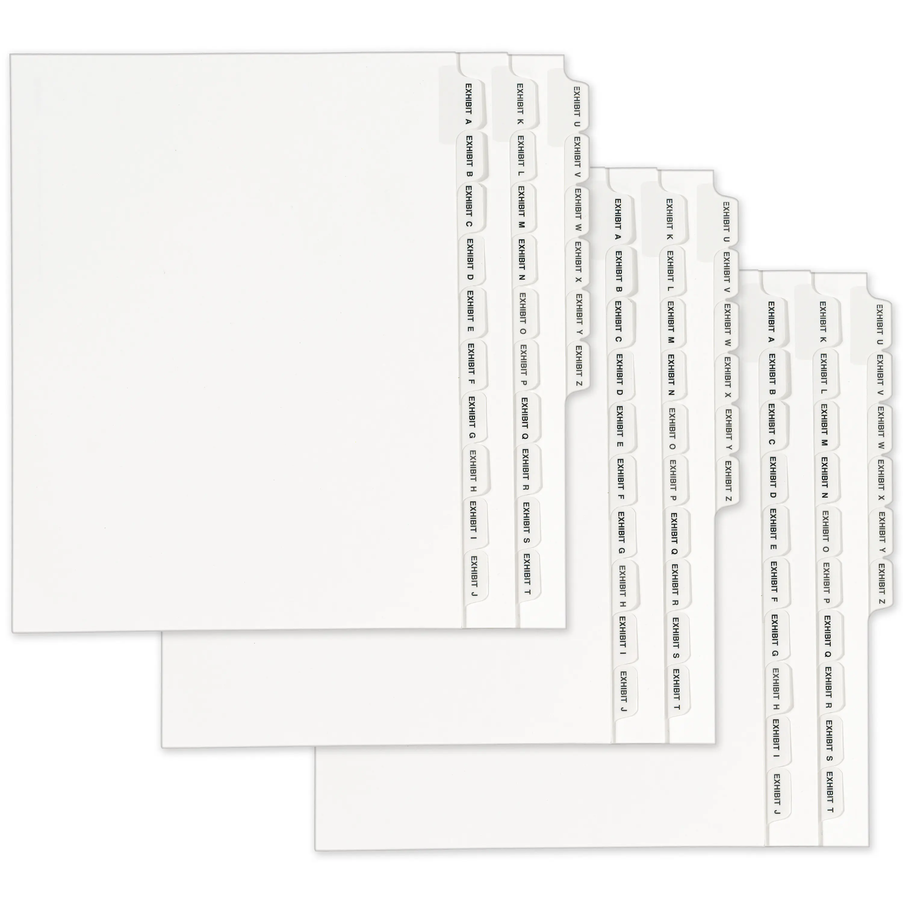 Avery Standard Collated Legal Dividers, Letter Size, Exhibit A-Exhibit Z Tab Set, 1 Set, White (1370) (Pack of 3)
