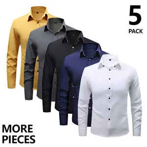 Men’s minimalist long-sleeve 5-pack — stylish, versatile, comfortable fabric, premium design. Suitable for outdoor sports, casual gatherings, streetwear, travel, office work/formal occasions, and as a great gift for male friends.