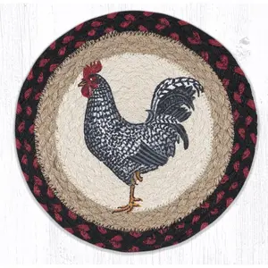 212 MAIN Fireproof Round Trivet-Coaster, 10x10 in, Black & White Rooster Print, Capitol Importing 80-602BWR Kitchen Tableware Tea-Making Tool