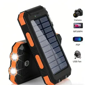 Light-emitting power bank hook, 1-pack portable charger — 10,000 mAh solar charging power bank! This multifunctional portable battery charger can harness solar energy to provide mobile power, making it ideal for outdoor adventures such as climbing, hiking