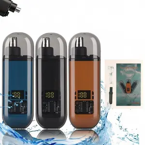 Nose Hair Trimmer for Men Women, Rechargeable Trimmer, Painless Eyebrow Facial Hair Shaver, LED Display Nose Clipper, Waterproof Dual Edge Blades Clipper for Easy Cleaning