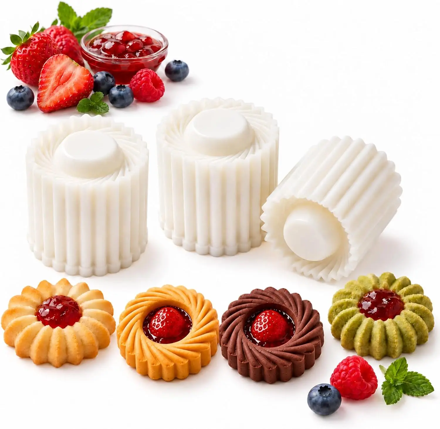 2-in-1 Sturdy Handheld Cookie Press Bakeware - Sunflower-Patterned Shaped Pastry Shaper, Food-Safe ABS, Beginner-Friendly for DIY Mooncakes, Desserts Smooth Utensils
