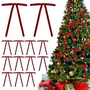 Set of 30 Velvet Christmas Bows for Festive Decorations Gift