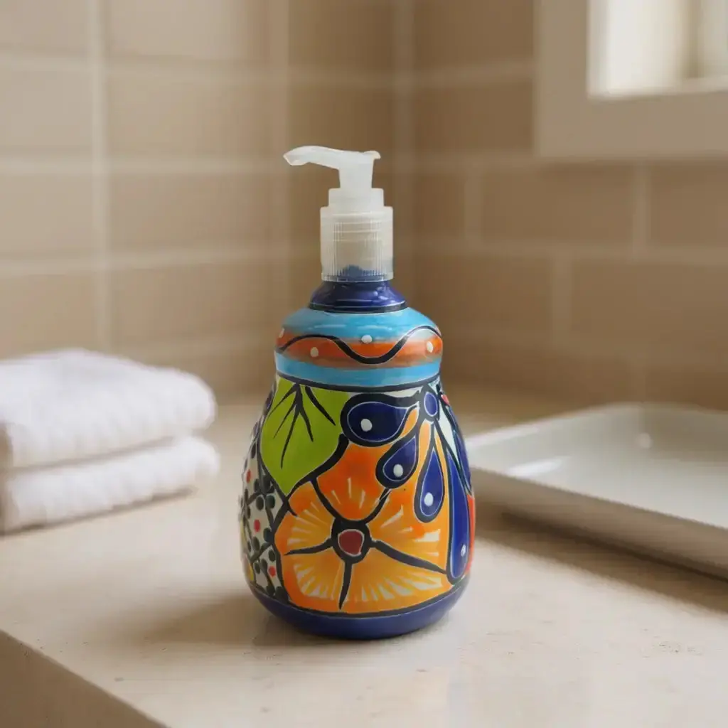 Talavera Soap Dispenser | Hand-Painted Mexican Ceramic Bathroom Decor