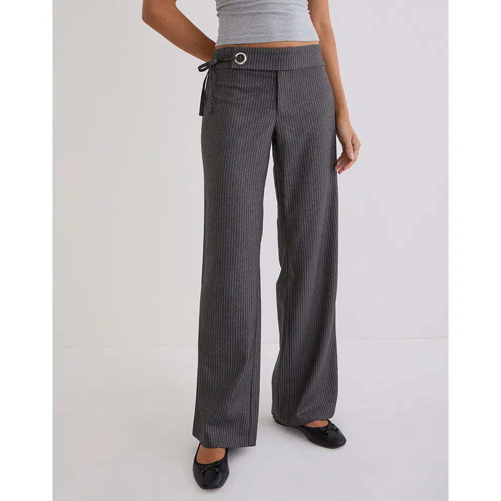 Tova Tie Tailoring Trousers in Pinstripe Grey