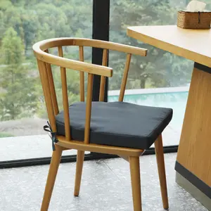 Chair Cushions for Dining Chairs - Thickened 2" Kitchen Chair Pads with Ties and Removable Cover, D-Shaped Memory Foam Seat Cushions 17'' x 16'', Set of 2 counter  chairs