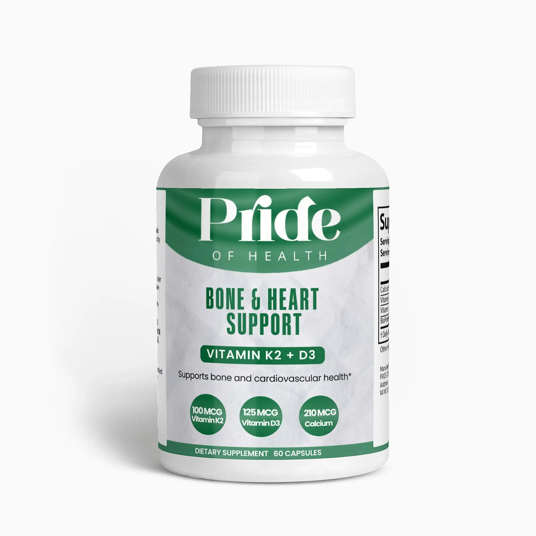 Helps Support Bone & Heart Vitamin K2  Dietary Supplement with Vitamins A, D3 & K2 (as MK-7) - Vegetarian, Gluten Free & Soy Free - 60 Capsules