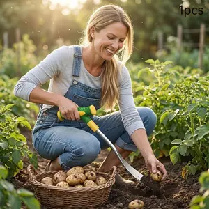 Upgrade Multi-Functional Outdoor Stainless Steel Garden Hoe, Ergonomic Handle, Ideal for Weeding, Garlic Transplanting, Portable Gardening Tool